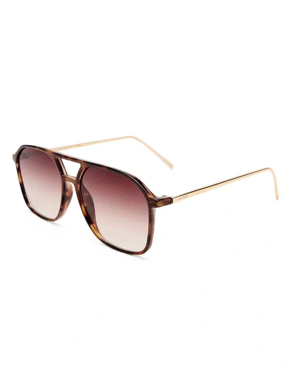 Aire Cusp Sunglasses in Dark Torte, Gold, and Dark Brown Gradient